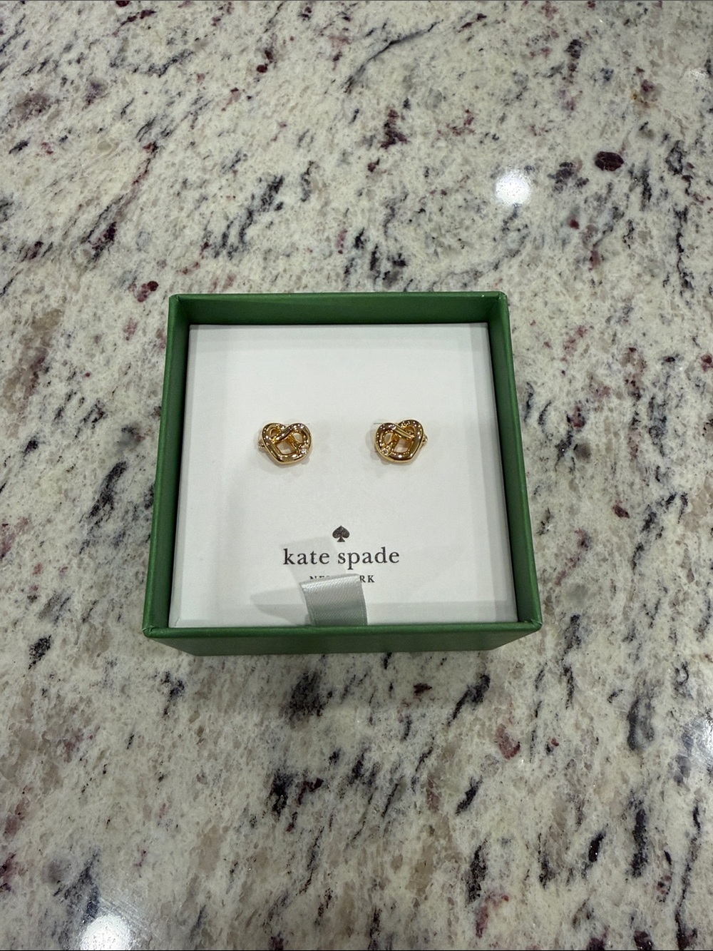 kate spade Gold Heart Knot Stud Earrings - Open Weave Design